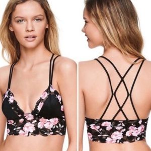 Pink Victoria’s Secret lace floral bra small